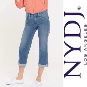 NYDJ Marilyn Straight Leg Cuffed Crop Medium Wash Not Your Daughters Jeans 6